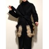 Пальто "Chic fashion" с меховыми карманами енота черное
