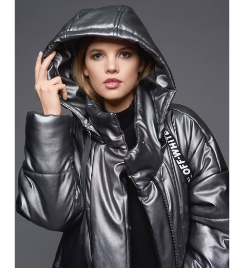 Пуховик "StyleMe" из эко кожи-foto3