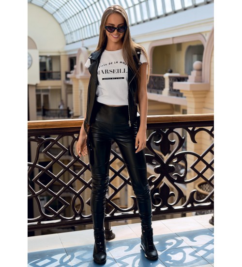 Легинсы черные из экокожи "SkinStile"-foto2